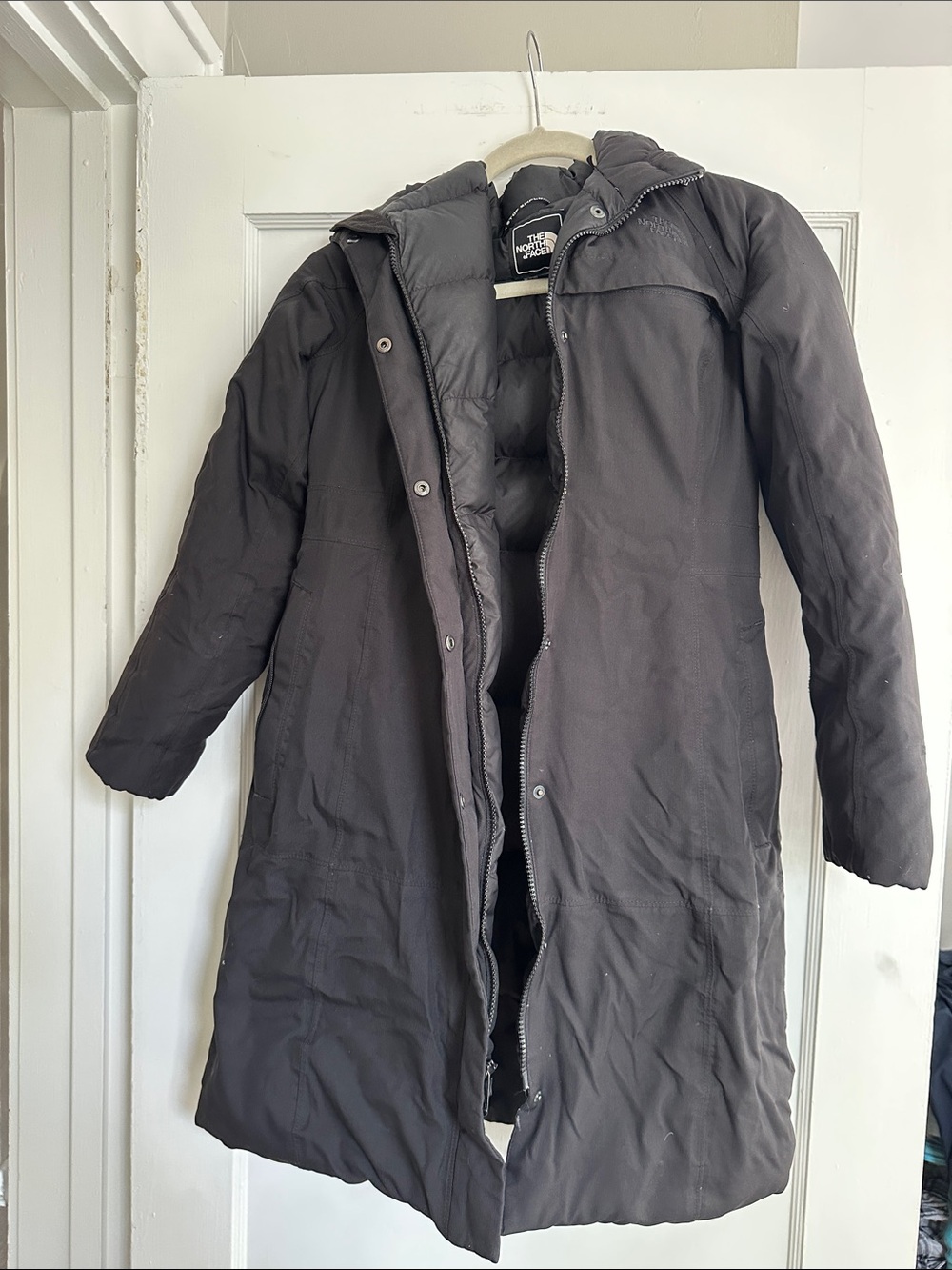 The North Face Black Long Puffer Coat with Hood